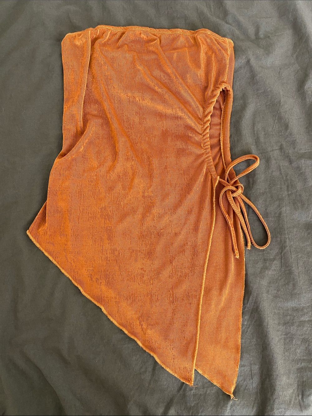 SHEIN Rust Orange Side-Tie Asymmetrical Swim Sarong